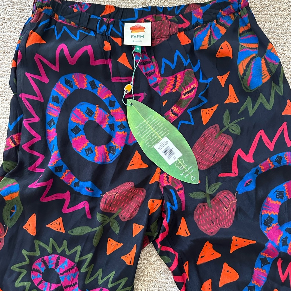 NWT Farm Rio snake fruit black pajama pants